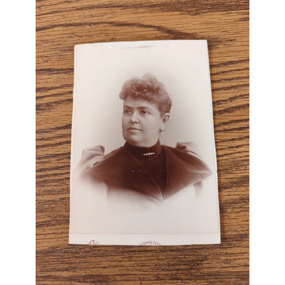 Antique Cabinet Card Lady Woman Photo Victorian Portrait Brooklyn New York 1892